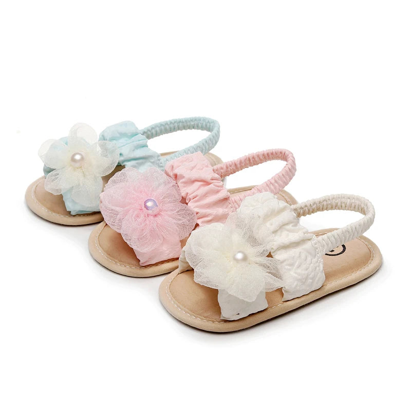 Baby Girls Sandals Cute Flower Anti-Slip Soft Sole Princess, Beach Slipper Toddler