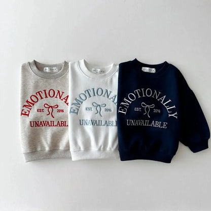 Baby Long Sleeve Casual Sweatshirt Letter Embroidery Children Loose Sweatshirt