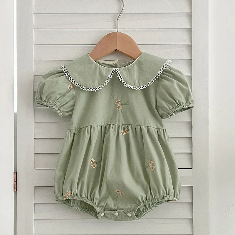 Baby Girl Clothing Newborn Baby Girl Romper Short Sleeved Cotton Embroidery Suit