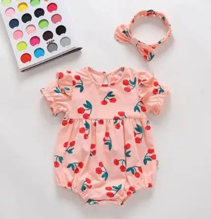 Baby Girls Flower Cotton Jumpsuit One piece Outfit Newborn Baby Romper