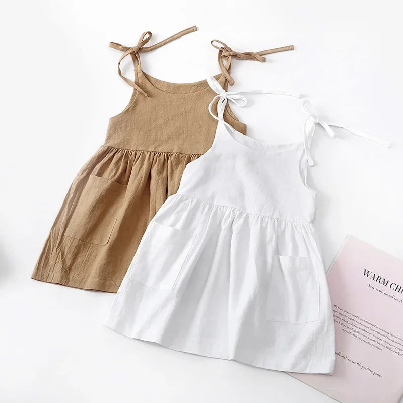 Toddler Girl Dress Solid Cotton Sleeveless dress