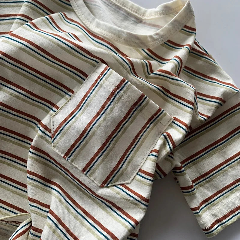 New Striped T-Shirt Baby Thin Section Bottoming Shirt Kids Casual Wear