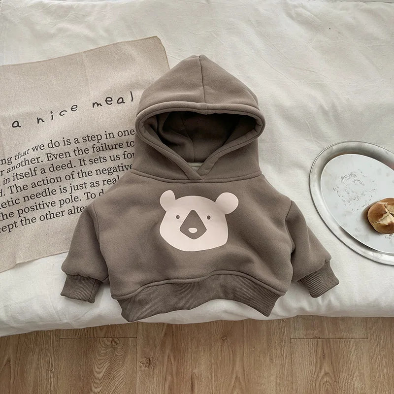 New Baby Fleece Hooded Sweatshirt Cotton Infant Casual Pullover Hoodie