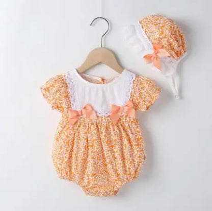 Baby Girls Flower Cotton Jumpsuit One piece Outfit Newborn Baby Romper