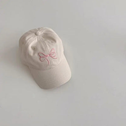 Children Embroidery Bow Peaked Cap Girl Baby Cotton Baseball Hat