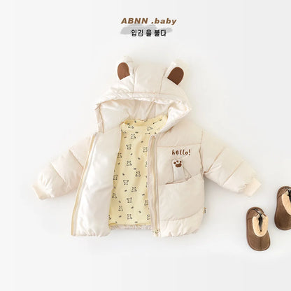 Boys Girls Cartoon Bear Hooded Coat Infant Toddler Padded Jacket