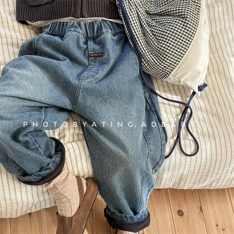 VelviDenim – Plush-Lined Retro Jeans for Kids