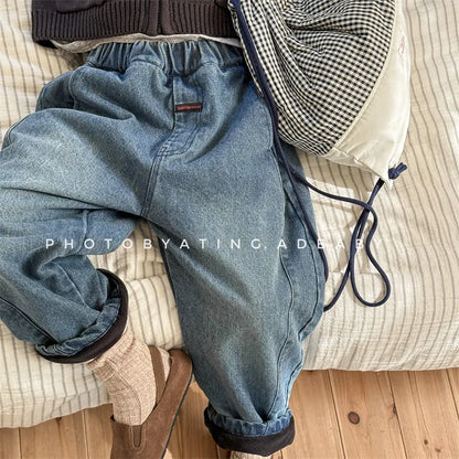 VelviDenim – Plush-Lined Retro Jeans for Kids