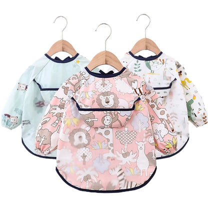 Baby Bibs Long Sleeve Art Apron Cartoon Waterproof Bib for Children