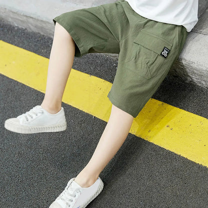 Boys Shorts With Pocket Spring Summer Shorts Cotton Elastic Waist Fashion Short Pants