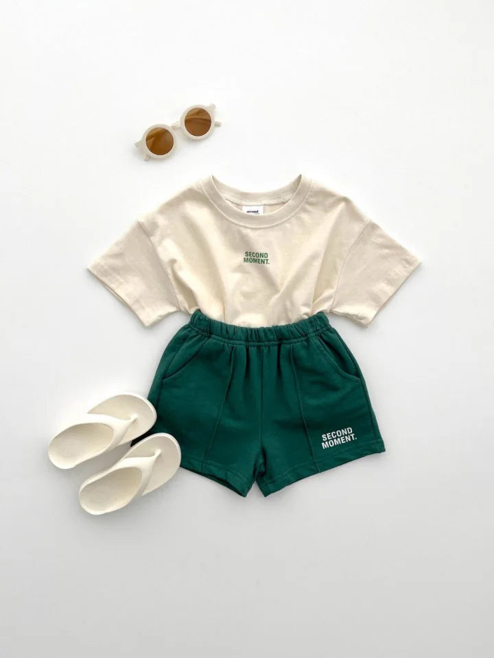 Boy Girl Baby Letter Casual T-shirt Suit Children Cotton Short Sleeve Tops + Shorts