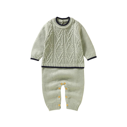 ElmHug Overalls – Soft Solid Knit Romper for Newborns & Toddlers