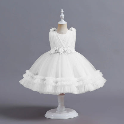 Dress Layered Tulle Kids Girl Ball Gowns Elegant Toddler Clothes For Pageant Ceremony
