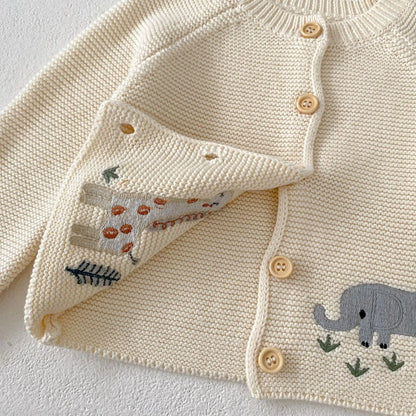 Baby Sweaters Boy Girl Embroidery Kinteed Cardigan Tops Coat Jacket