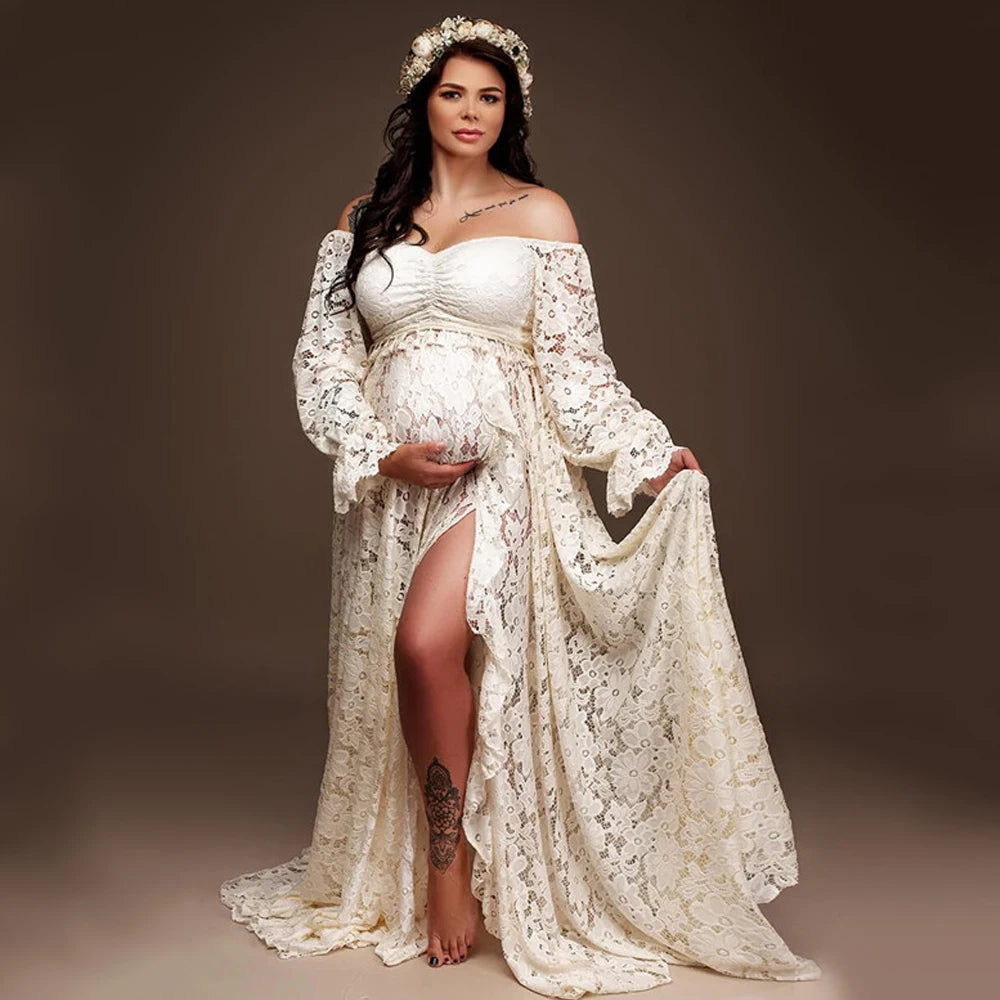 Boho Style Lace Maternity Dress Bohemian Photo Shooting Pregnancy Dress