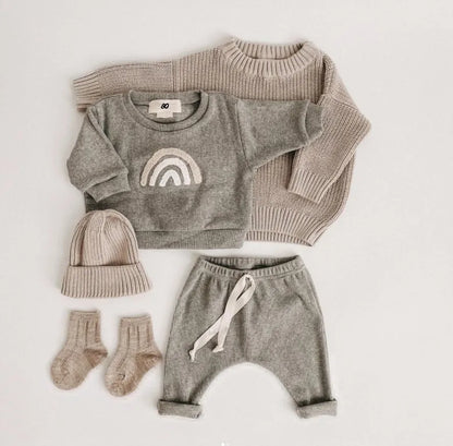 Baby Clothing Sets For Infant Baby Boys/Girls Clothes Set Rainbow Pullover+pants 2pcs