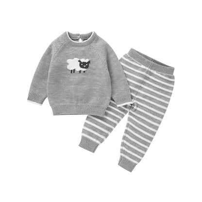 SheepTale Knitwear – Cozy Striped Infant Outfit Set