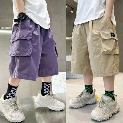 New Summer Teenage Short Boys Pants Big Pocket Trousers For Kids