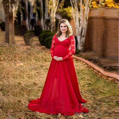 Lace Stitching Pregnant Woman Dress Maternity Dress For Photo Shoot Robe Grossesse Baby Shower Dress Maternity Photography Dress