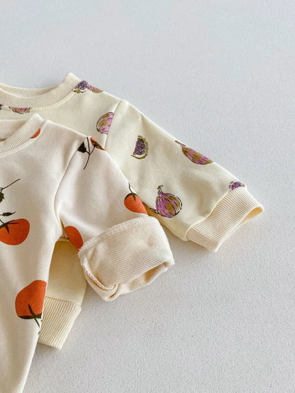 Baby Fruit Print Long Sleeve Tops + Pants 2pcs Kids Tracksuit