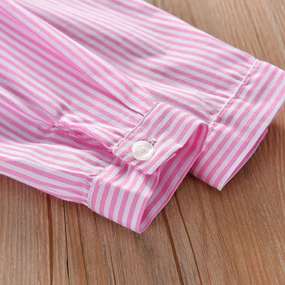 Girls Casual Dresses Korean Striped Shirt Style Influence Stylish and Comfortable Dress