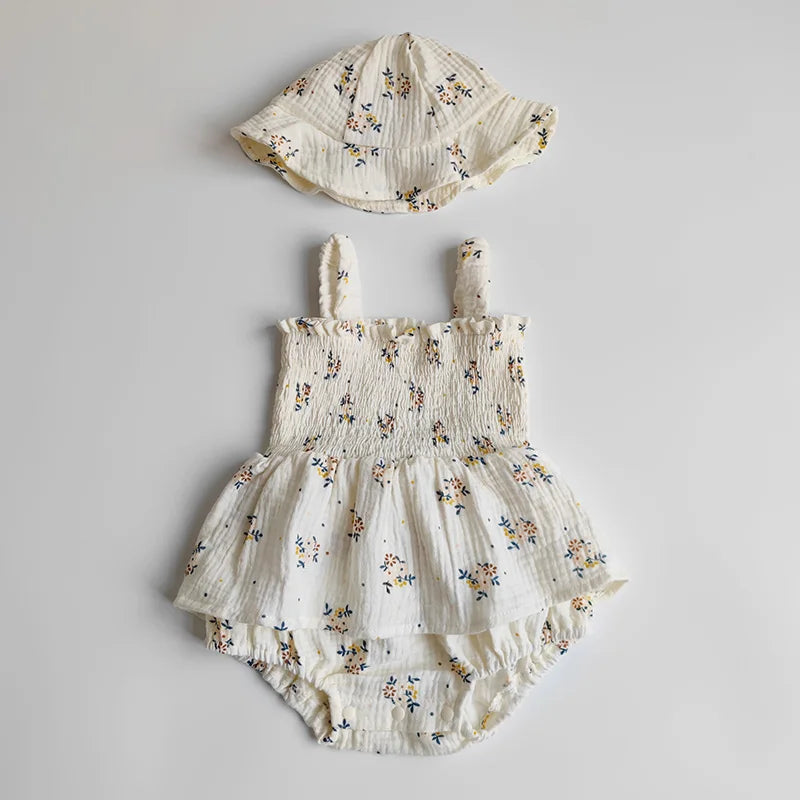 Floral Ruffle Baby Girls Clothes Bodysuit & One Piece Kids Baby Birthday Princesses Dress