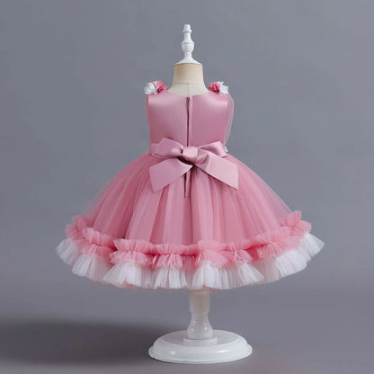 Dress Layered Tulle Kids Girl Ball Gowns Elegant Toddler Clothes For Pageant Ceremony