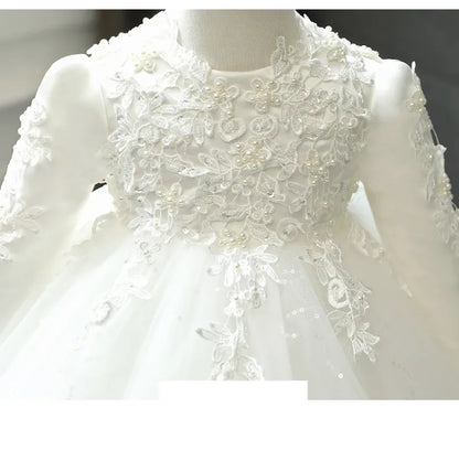 Girl Wedding Dress Long Sleeve Newborn Girls Princess Gowns