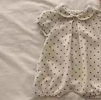 Newborn Girl/Boy Infant Dots Lapel Loose Short Sleeves Jumpsuit Romper