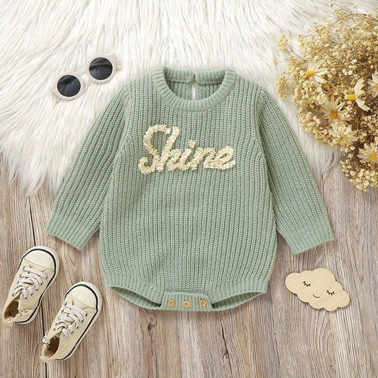 LullaScript Romper – Knit Letter Jumpsuit for Babies