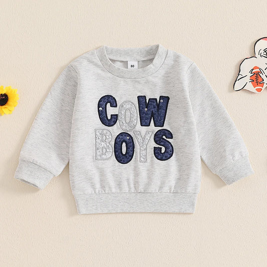 Boys Sweatshirt, Long Sleeve Crew Neck Embroidery Sequined Letters Hoodie