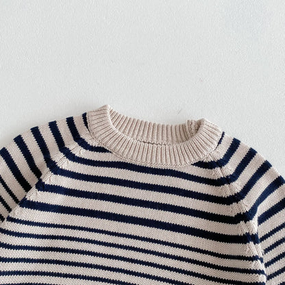 Girl Knitting Striped Long Sleeve Sweaters Cotton Boy Baby Knitted Shirt Tops