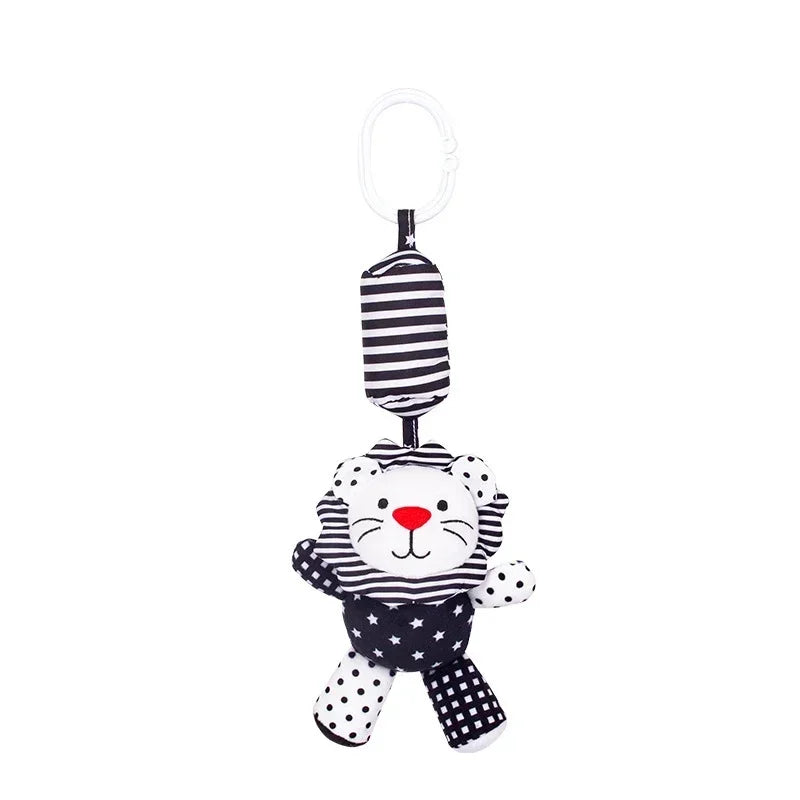 Newborn Black White Visual Grab Ability Training Toys Stroller Bed Hanging Bell Plush Doll