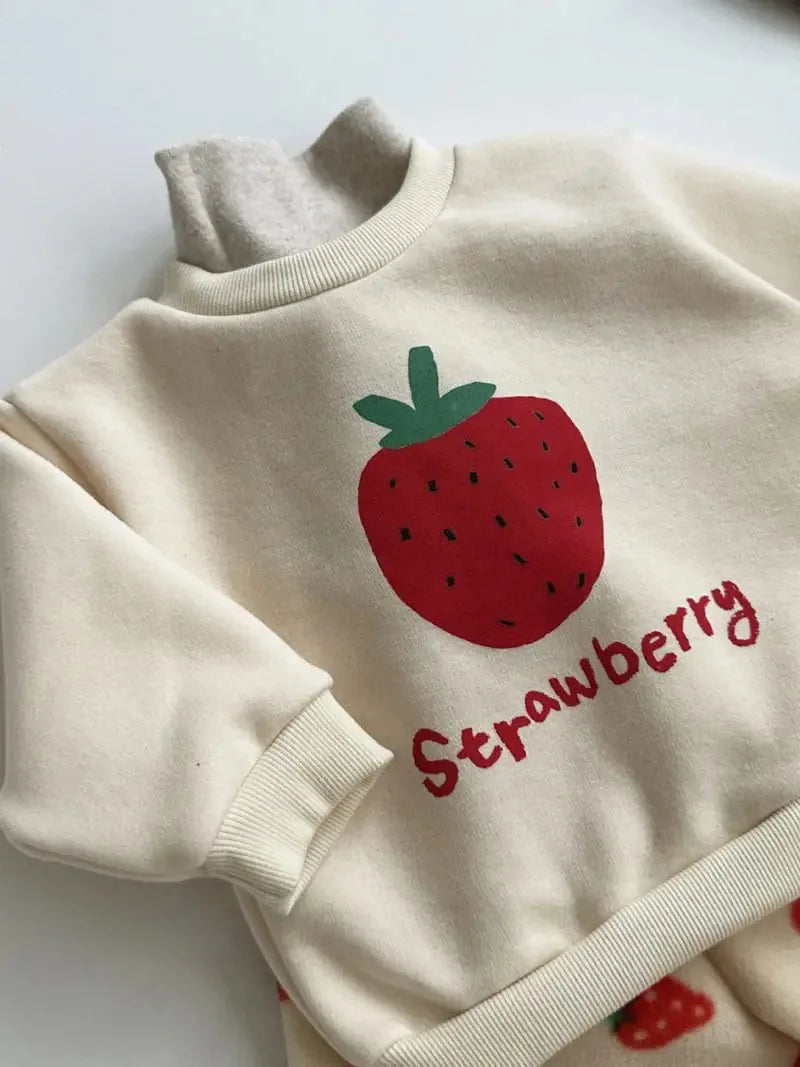 Boy girl Children Strawberries Long Sleeve Sweatshirt Cotton Print Thick Warm Tops