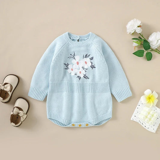 IvyCuddle Suit – Autumn Knitwear with Bloom Embroidery