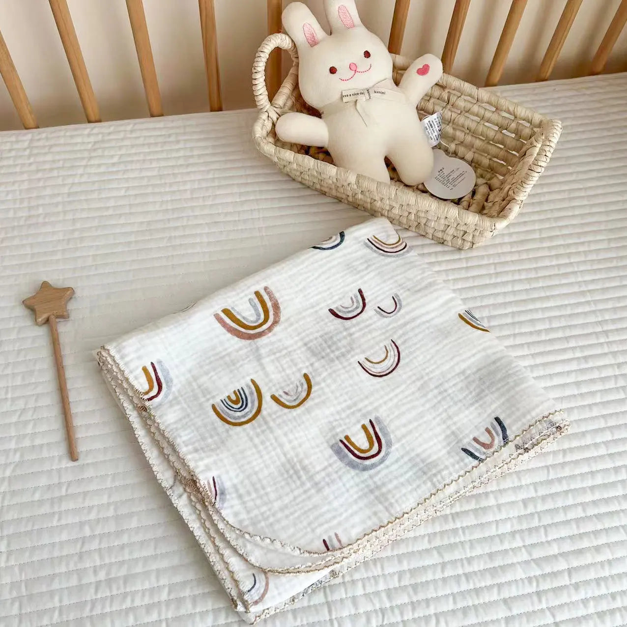 Baby Muslin Blanket Gauze Thin Quilt Floral Print Double Layer Cotton Swaddle Blanket Stroller Cover Kids Bedding