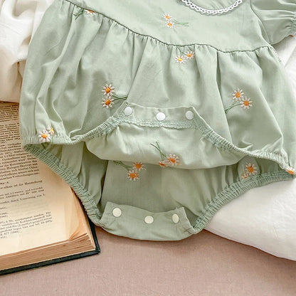 Baby Girl Clothing Newborn Baby Girl Romper Short Sleeved Cotton Embroidery Suit