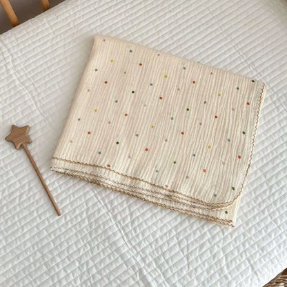 Baby Muslin Blanket Gauze Thin Quilt Floral Print Double Layer Cotton Swaddle Blanket Stroller Cover Kids Bedding
