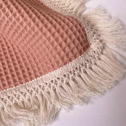 Waffle Baby Blankets Newborn Super Soft Tassel Blankets Quilt Organic Cotton Muslin Blanket Swaddle Wrap