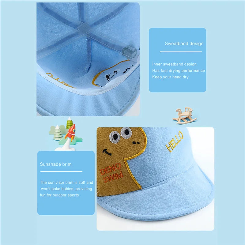 Boys Baseball Hats Cartoon Animal Pattern Peaked Cap Sun Protection Cap