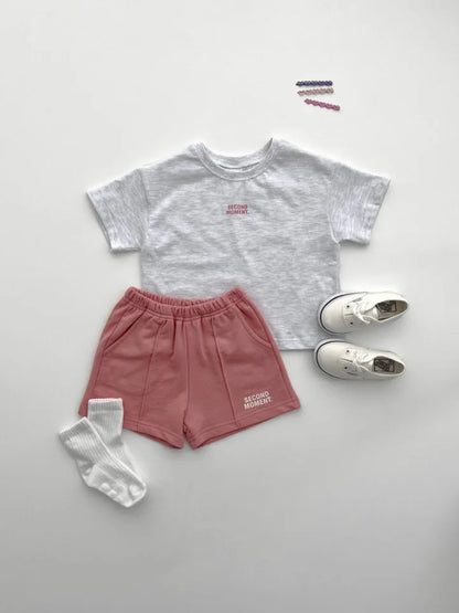 Boy Girl Baby Letter Casual T-shirt Suit Children Cotton Short Sleeve Tops + Shorts