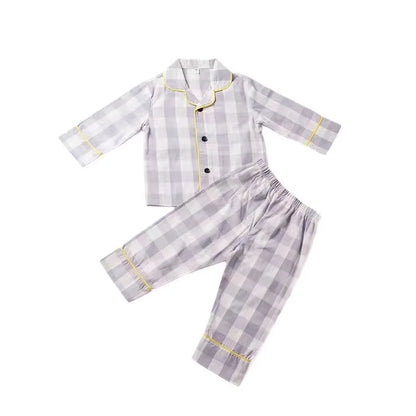 Baby Girl Boy Cotton Plaid Pajamas Clothes Set Shirt+Pant 2PCS