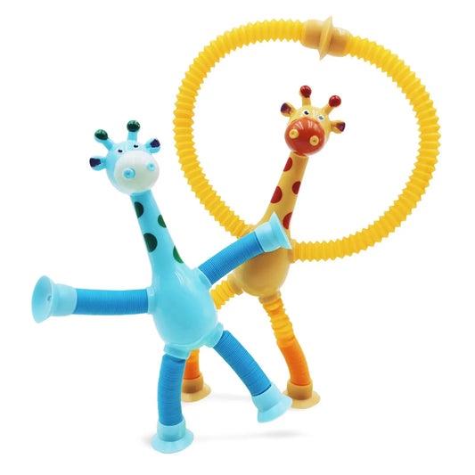 Children Suction Cup Toys Pop Tubes Stress Relief Telescopic Giraffe Fidget Toys