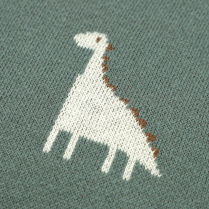 PlaidPals Baby Swaddle – Cute Dinosaur Cotton Knit Quilt