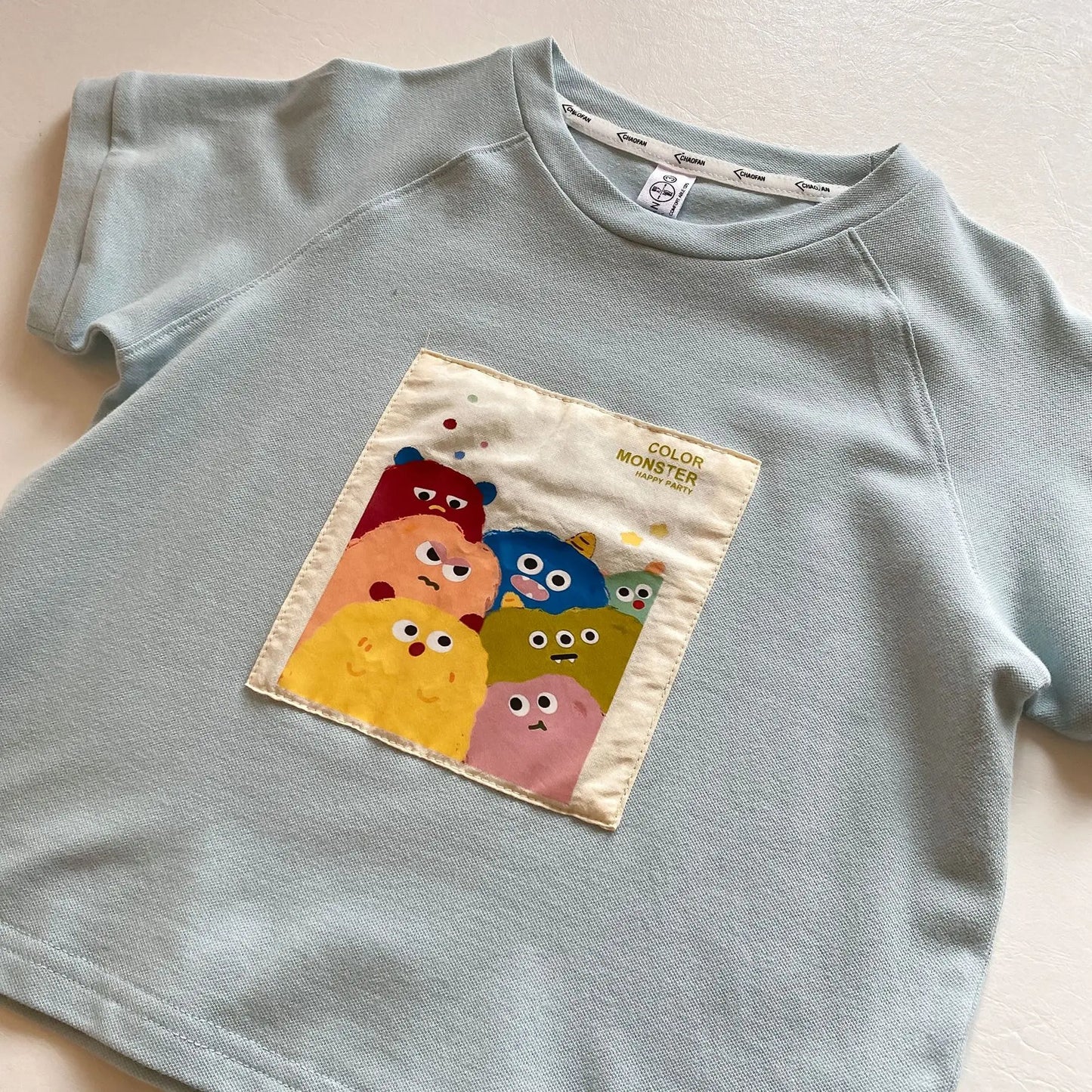 Boy Girl Children Cartoon Short Sleeve T-shirt All-match Baby Patch Casual Tees