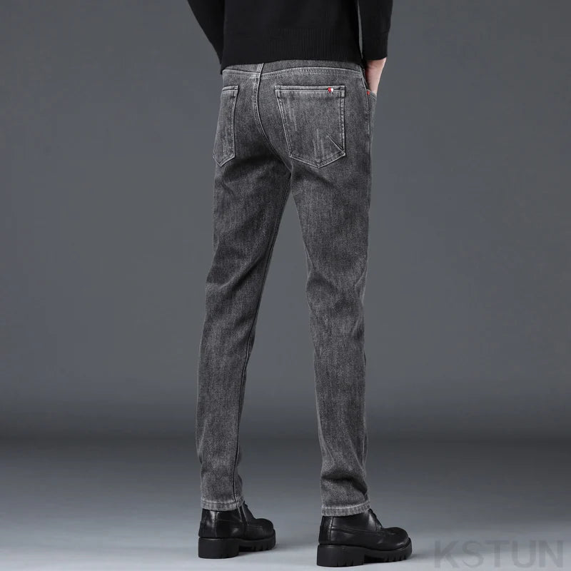 Thicken Jeans With Fleece Stretch Slim Skinny Denim Pants