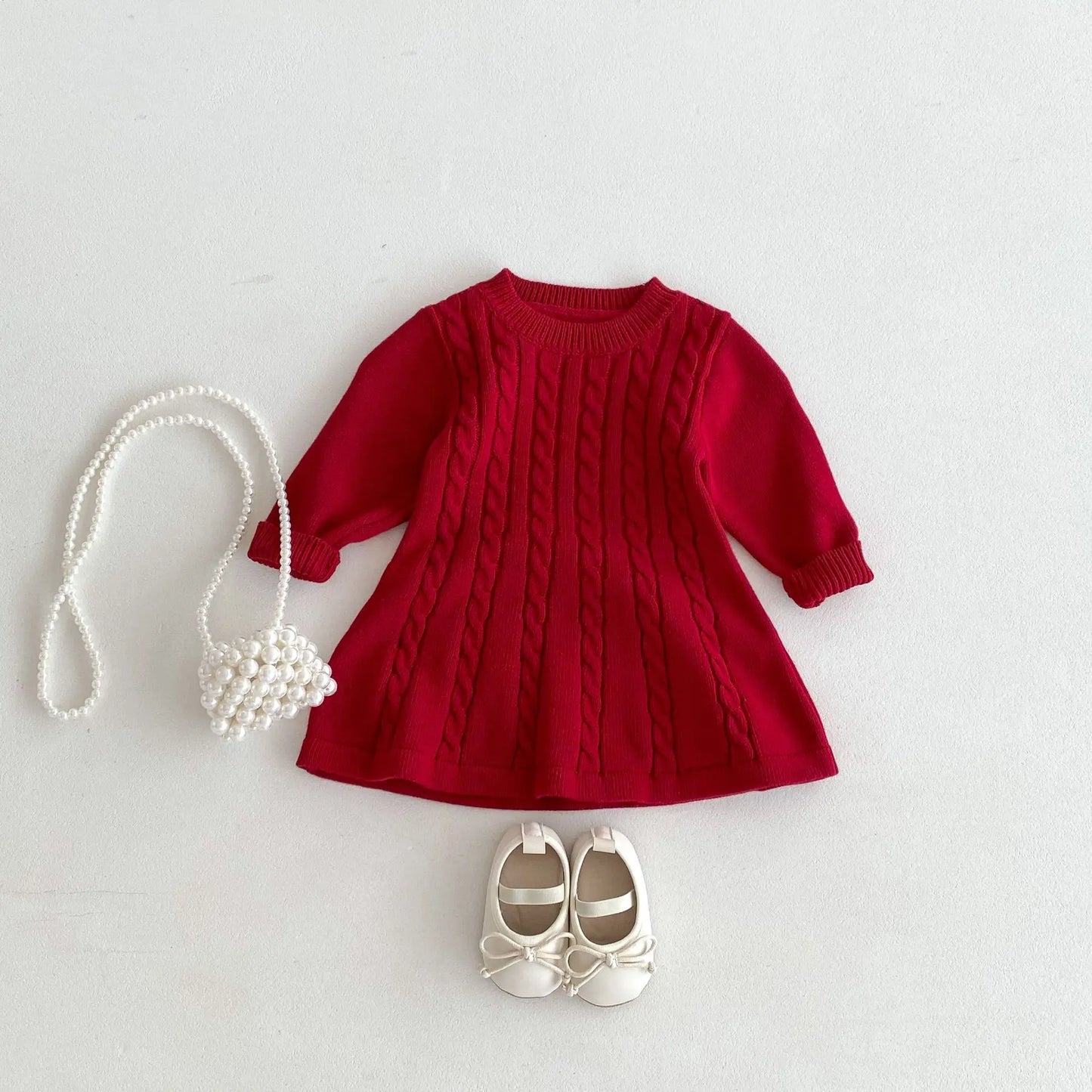 Baby Girls Solid Casual Dress Winter Warm Sweater Dress Kids Clothes