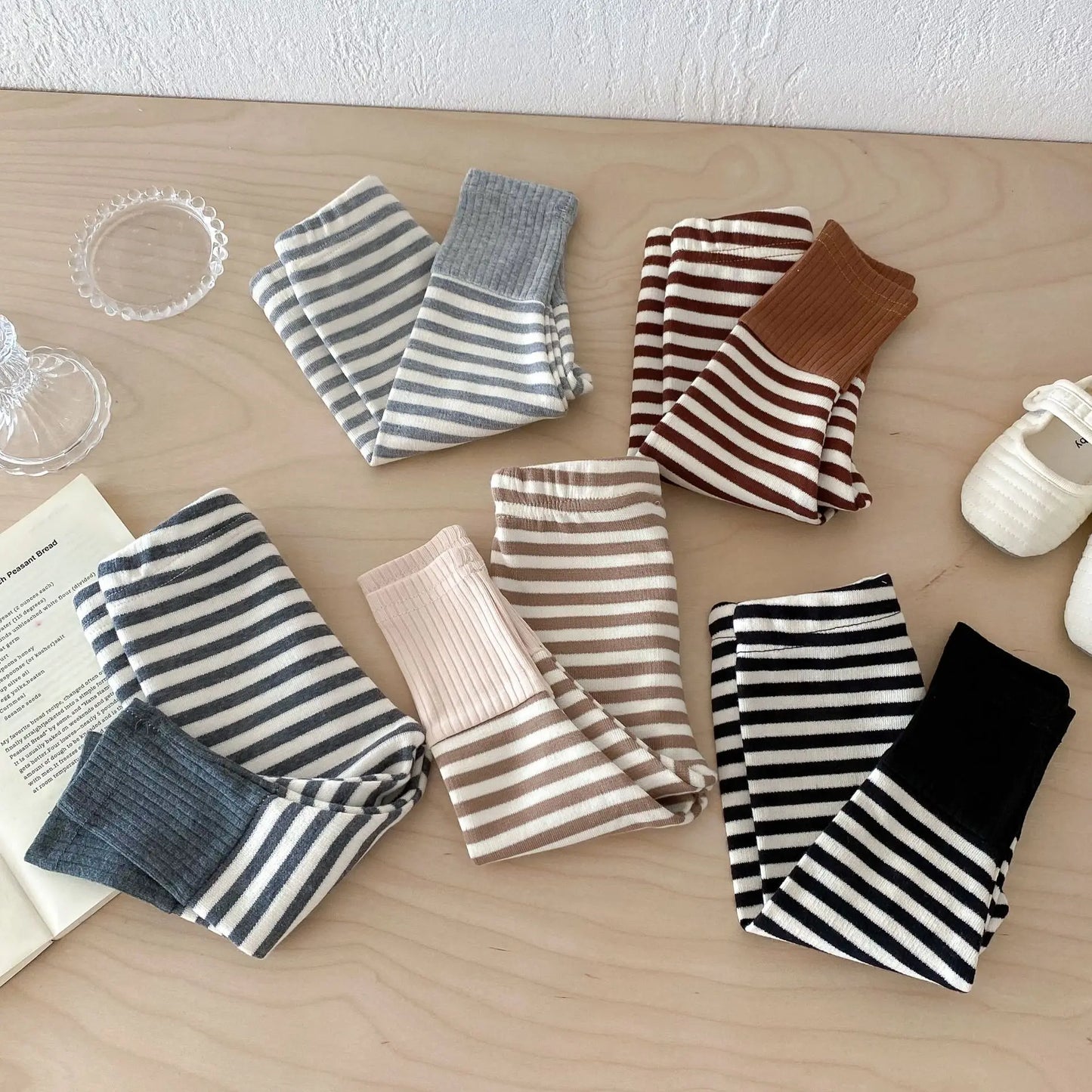 Baby Leggings Cotton Girls Striped Patchwork Leggings Infant Stretch Pants