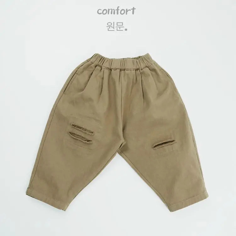 Children Casual Pants Fashion Boys Girls Ripped Harem Pants Solid Baby Loose Trousers