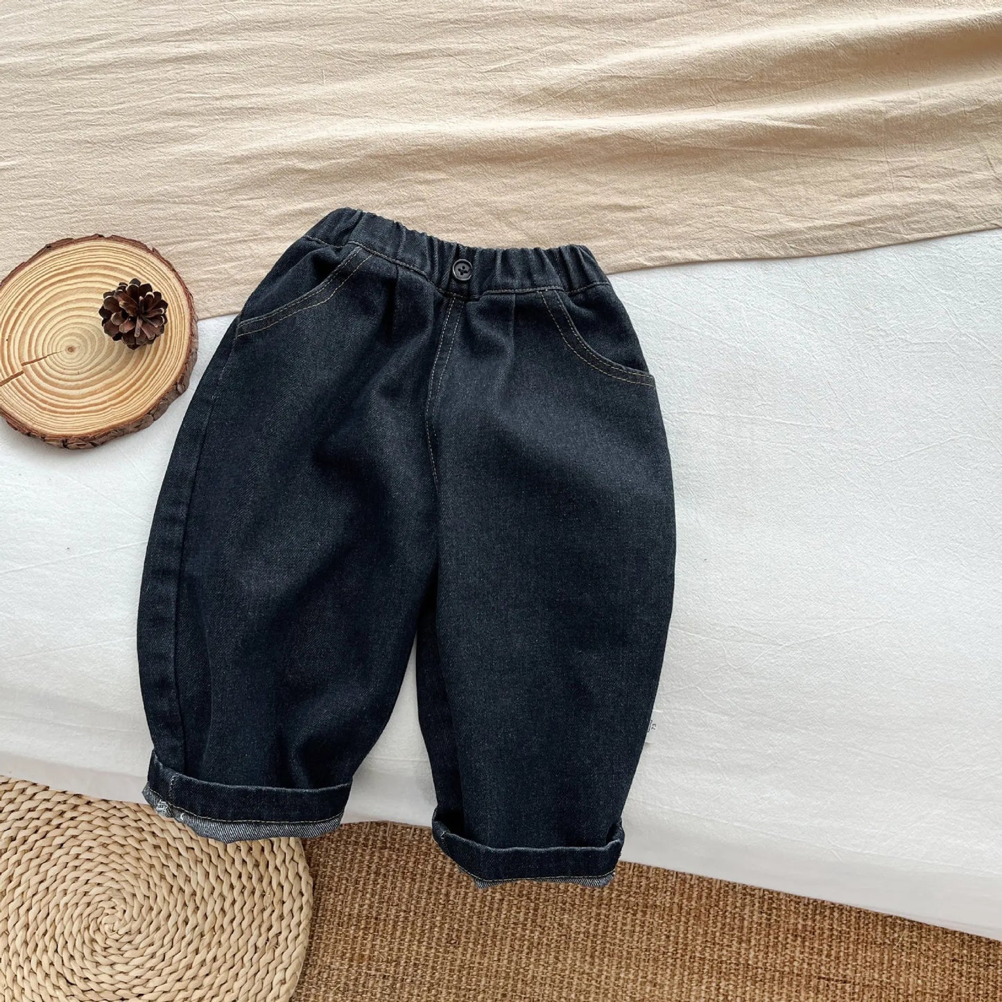 New Baby Girl/Boys Loose Denim Trousers Solid Infant Toddler Casual Pants